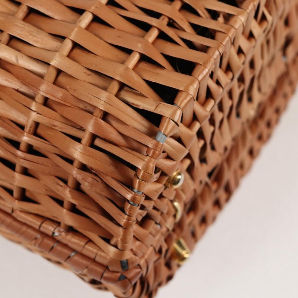 FENDI Straw Bag Hand Bag Raffia Brown Gold - Picture 9 of 13